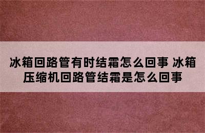 冰箱回路管有时结霜怎么回事 冰箱压缩机回路管结霜是怎么回事